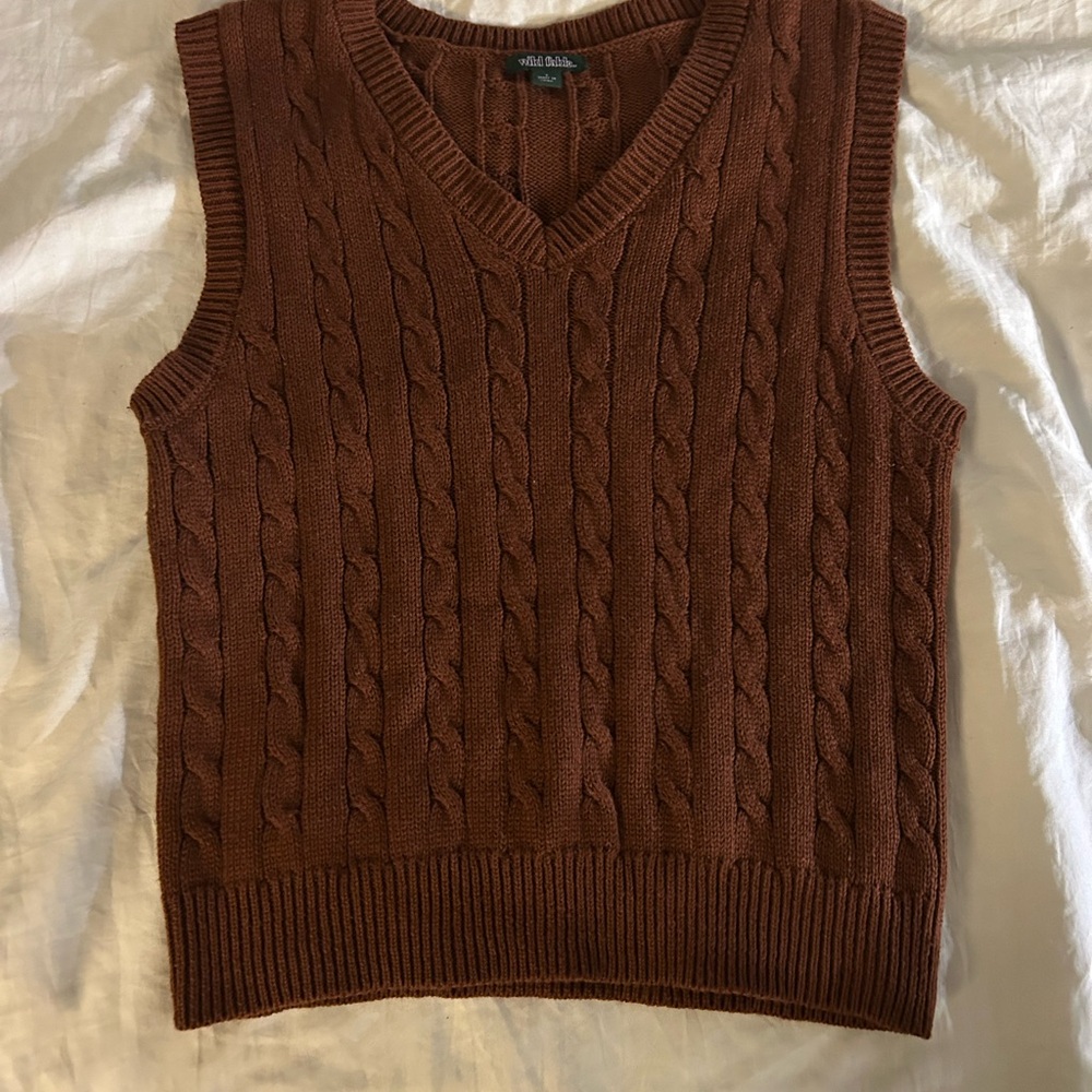 Brown Cable Knit Sweater Vest